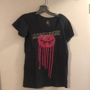 Volcom gray/pink scoop neck tee